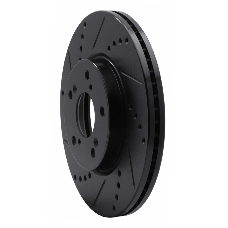 Honda Civic Brake Rotor (1) - Front Left - R1 Concepts - Drilled & Slotted - Black - `13-`25